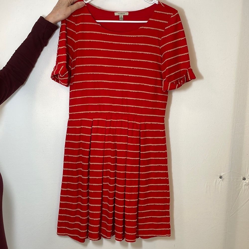 Adorable red and tan striped dress from Anthropologie